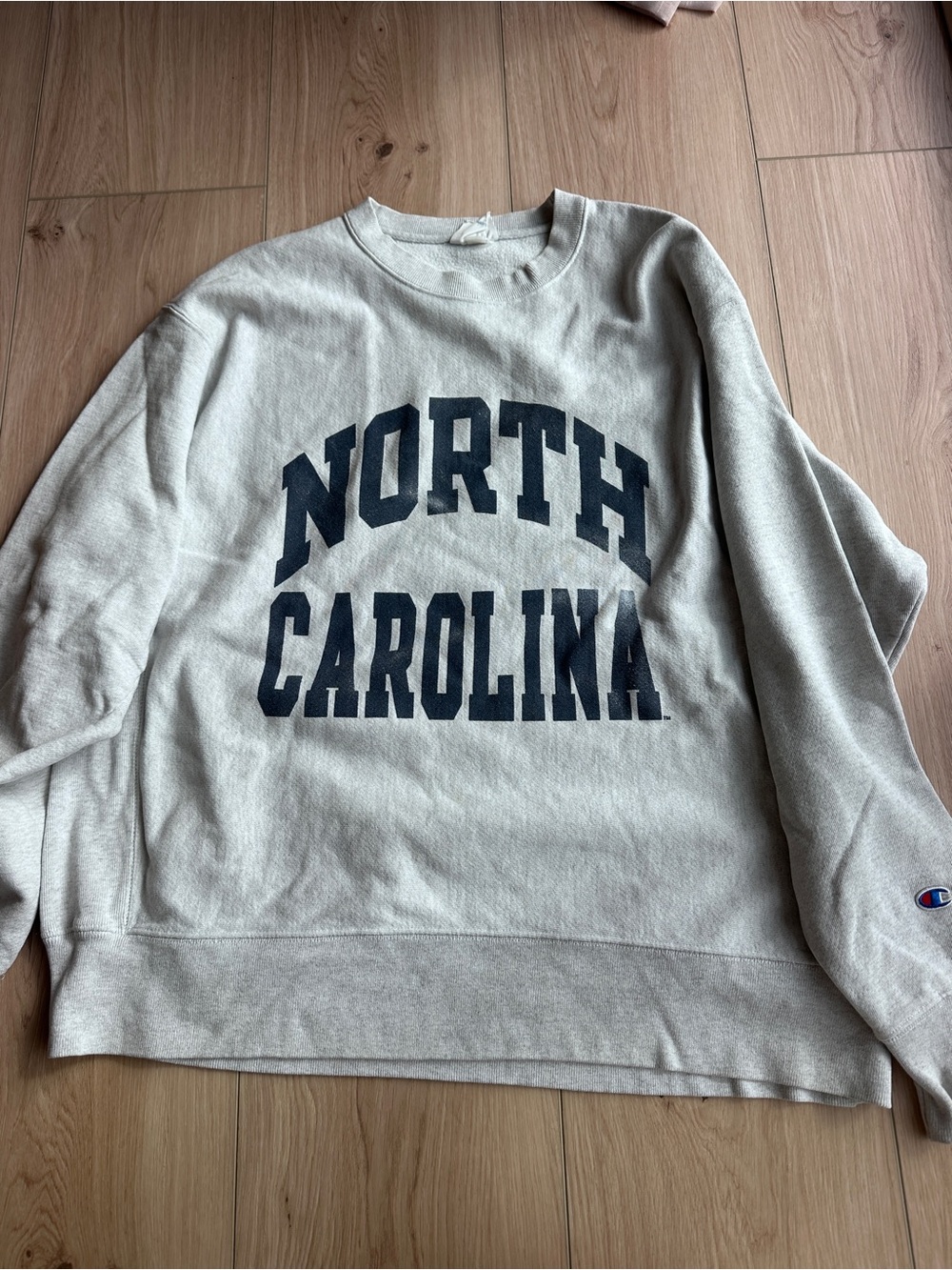 Champion North Carolina Crewneck Sweatshirt - Gray with Navy Lettering